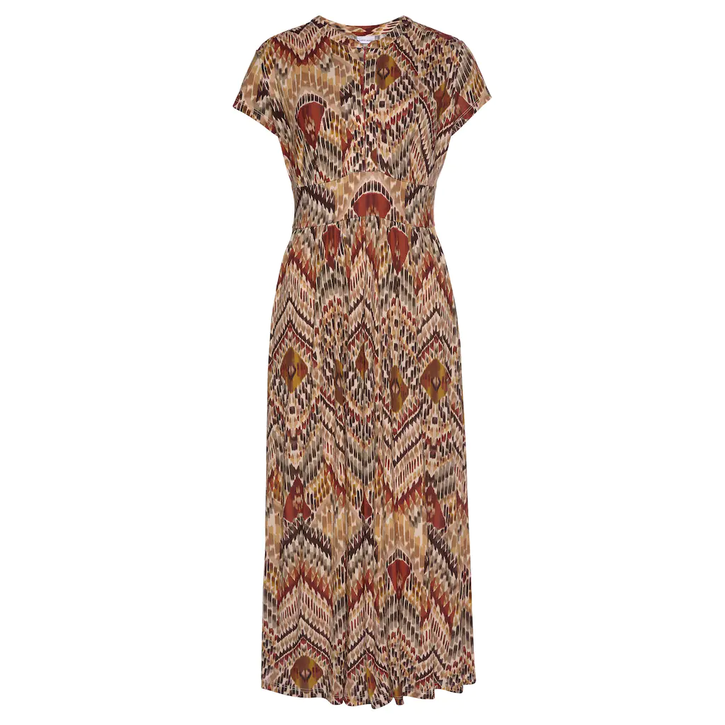 LASCANA Midikleid mit Ethnoprint und Reißverschluss vorne Sommerkleid Strandkleid Tägliche Deals