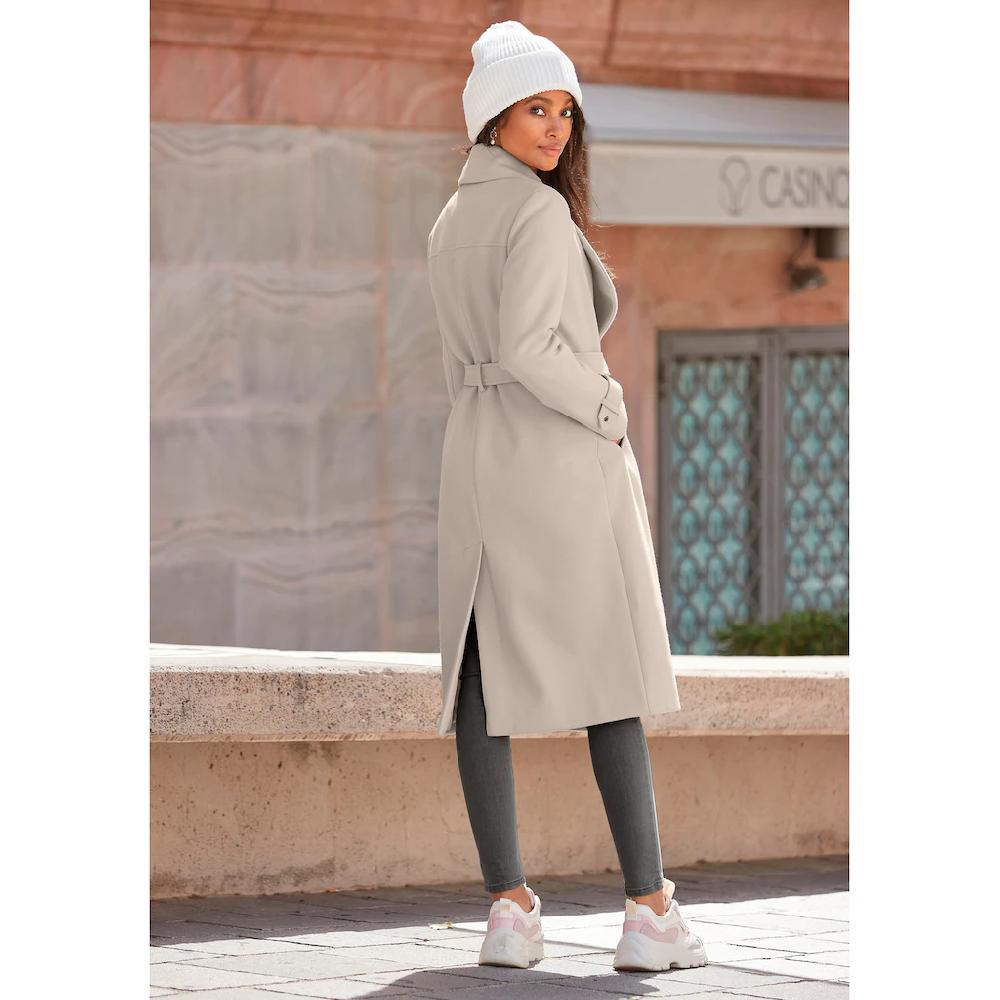 LASCANA Langmantel mit Bindegürtel und Taschen eleganter Damenmantel Wochenangebot