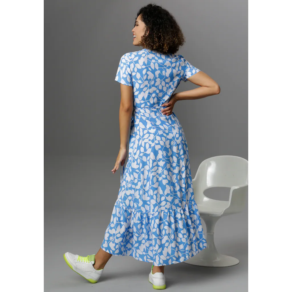 Aniston CASUAL Wickelkleid mit graphischen Blätterdruck JETZT KAUFEN