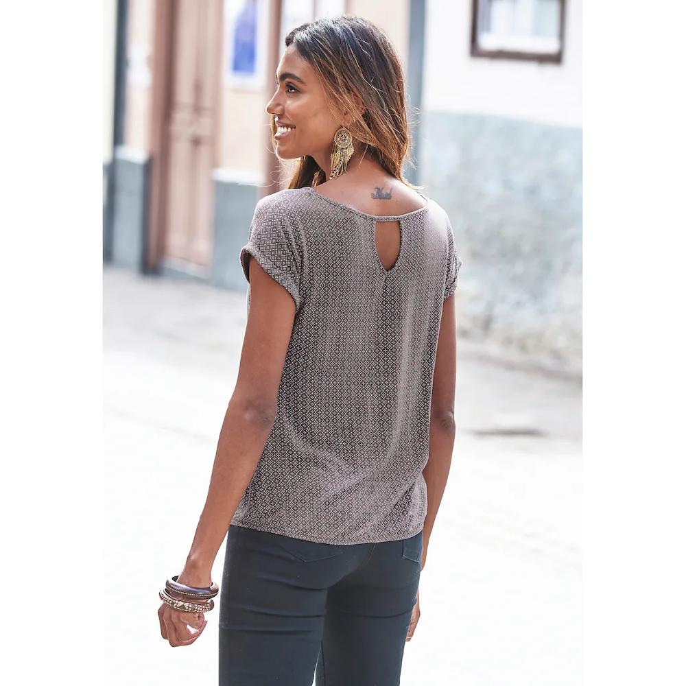 LASCANA Kurzarmshirt »mit modischem Cut-Out« (2er-Pack) aus weichem Viskose-Stretch Bis zu 60% Rabatt