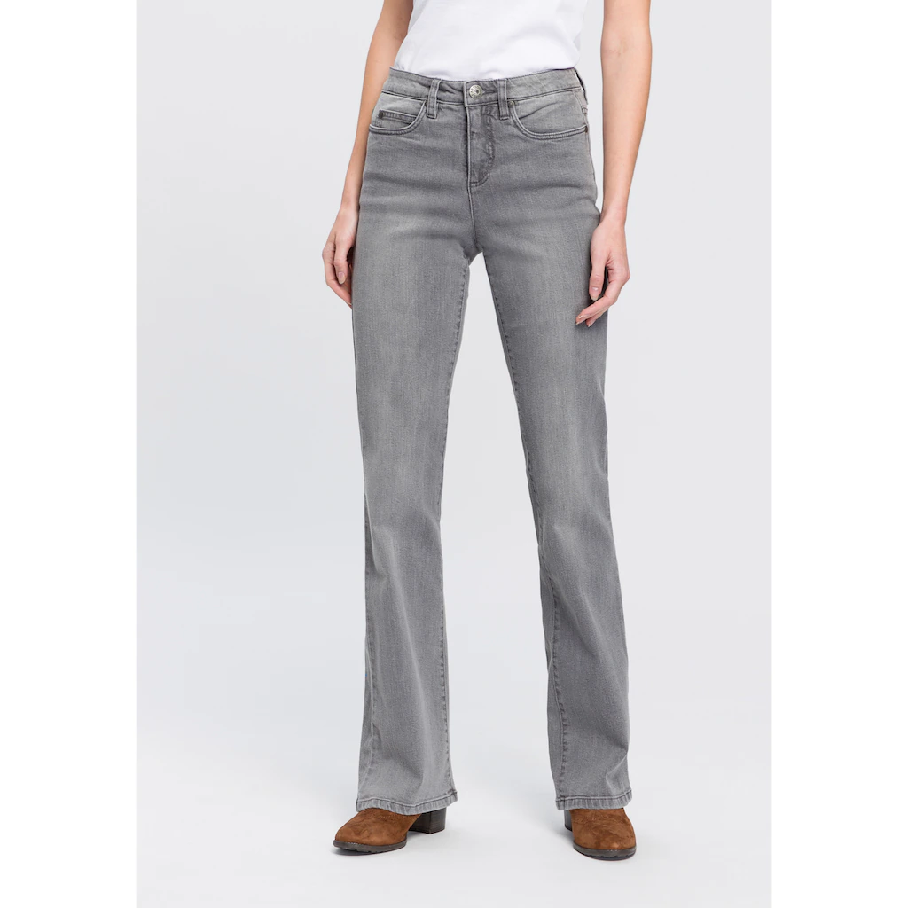 Arizona Bootcut-Jeans »Comfort-Fit« ausgestellte Beinform mit Eingrifftaschen High-Waist Vierteljährliche Förderung