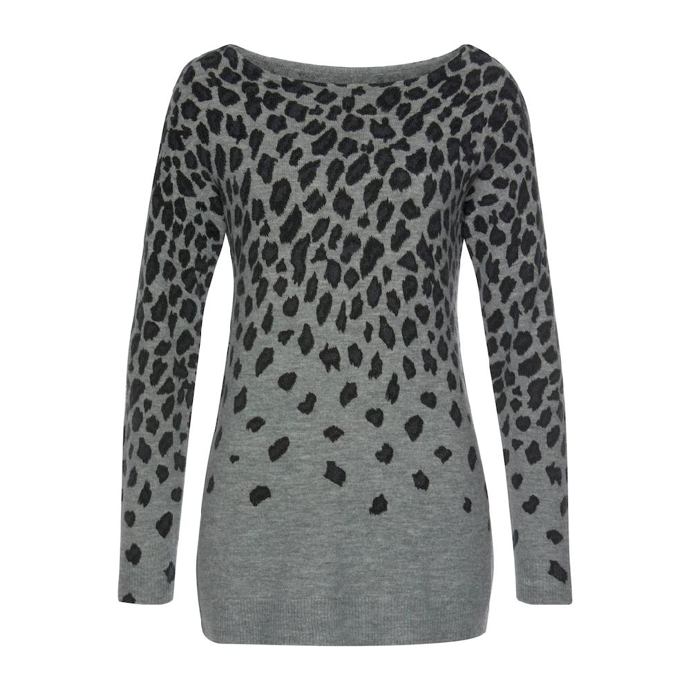 LASCANA Strickpullover mit Leomuster weicher Damenpullover mit Alloverprint Riesige Rabatte