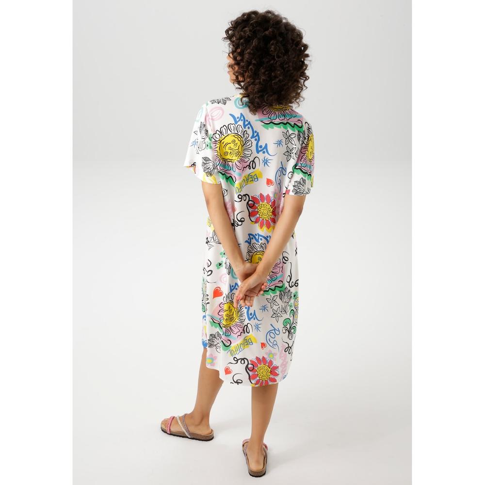 Aniston CASUAL Sommerkleid mit farbenfrohem kunstvollen Druck - NEUE KOLLEKTION 50% Rabatt mit kostenlosem Versand