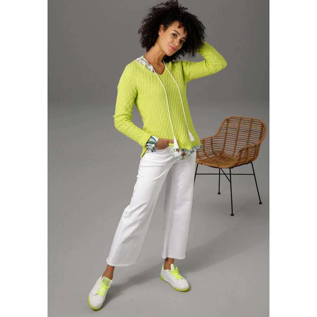 Aniston CASUAL V-Ausschnitt-Pullover im trendigen Mustermix Clearance-Verkauf