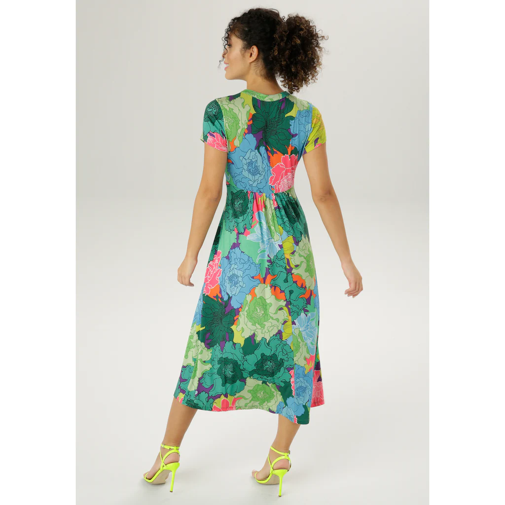 Aniston CASUAL Sommerkleid mit großflächigem graphischem Blumendruck Verkauf