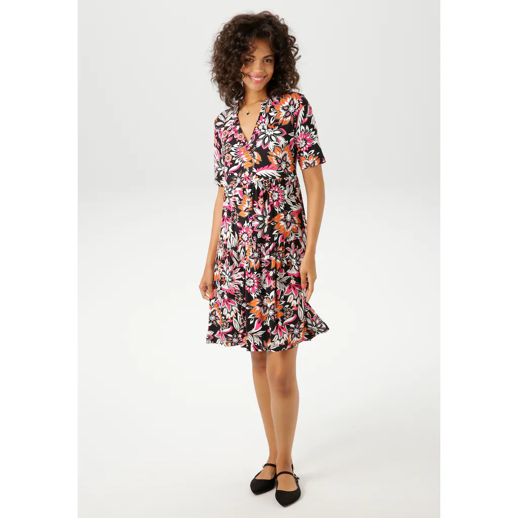 Aniston CASUAL Sommerkleid mit extravagantem Blumendruck- jedes Teil ein Unikat - NEUE KOLLEKTION Günstiger Verkauf