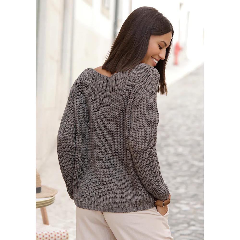 LASCANA Rundhalspullover aus weichem Grobstrick lockerer Strickpullover Damenpullover Fabrikpreis