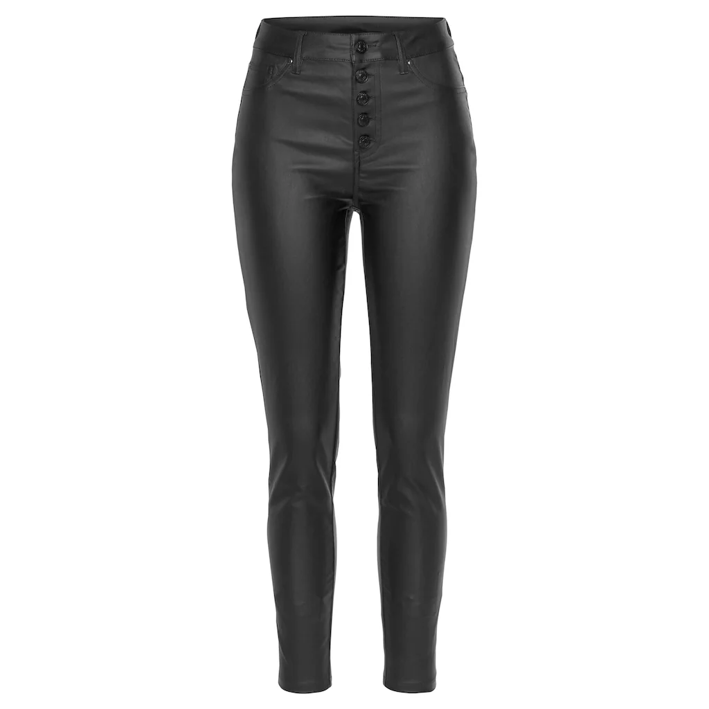 LASCANA Lederimitathose mit sichtbarer Knopfleiste enge Kunstlederhose casual-chic Saisonale Angebote