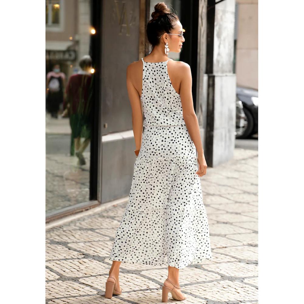 Buffalo Maxikleid mit Pünktchendruck fließendes Sommerkleid Jerseykleid Sonderangebote