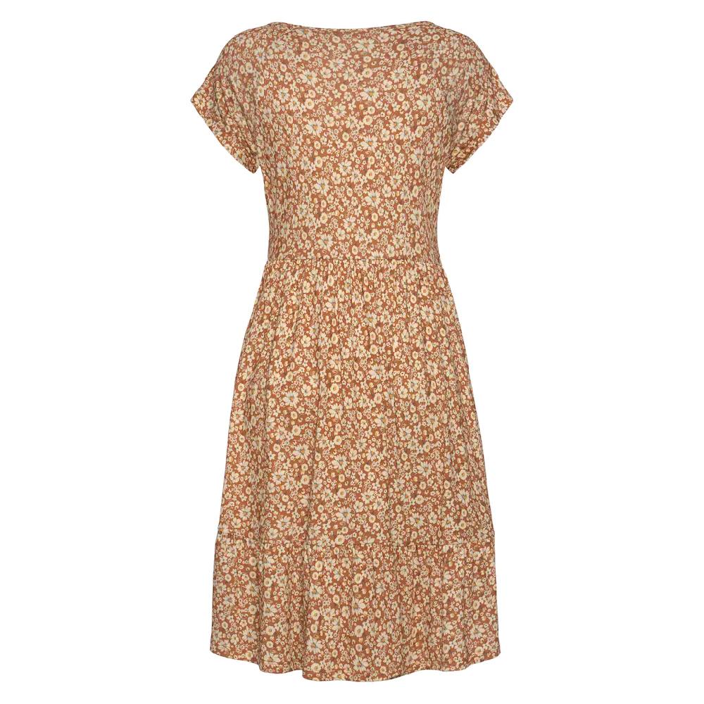 Buffalo Jerseykleid mit Blümchenprint und V-Ausschnitt Sommerkleid Strandkleid Kostenlose Rückgabe
