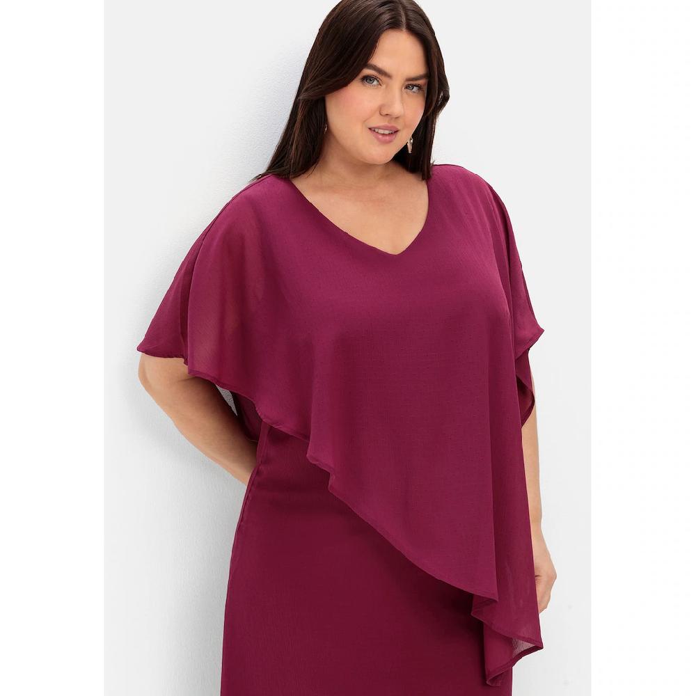 Sheego Cocktailkleid »Große Größen« mit asymetrischem Cape Zeitbegrenzte Promotion