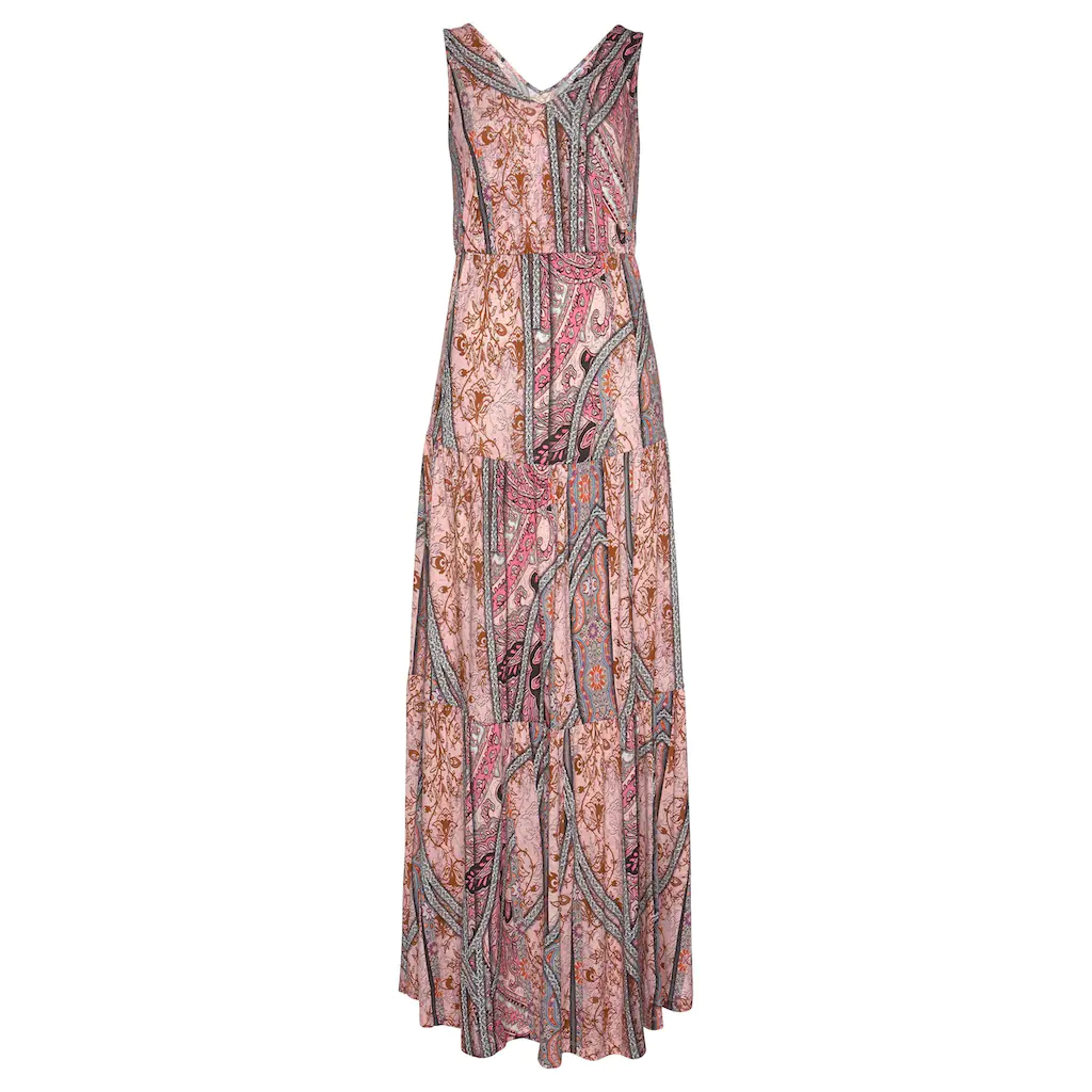 Buffalo Maxikleid mit modischen Volants und Allover-Druck Sommerkleid Strandkleid Fabrikladen