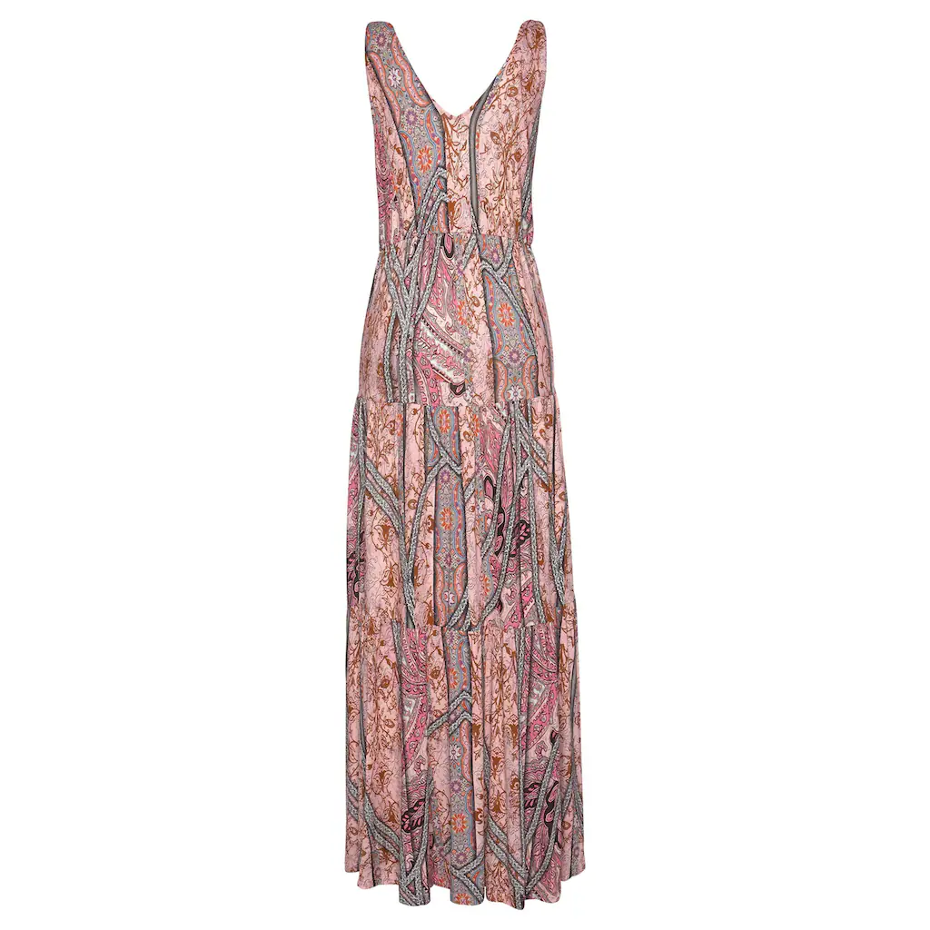 Buffalo Maxikleid mit modischen Volants und Allover-Druck Sommerkleid Strandkleid Fabrikladen