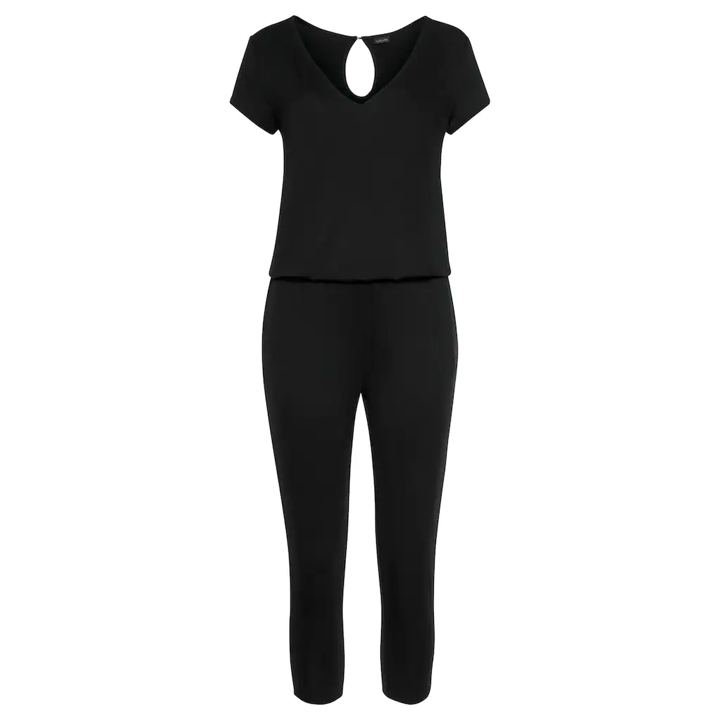 LASCANA 7/8-Overall mit V-Ausschnitt kurzärmliger Jumpsuit Basic Speichern exportieren