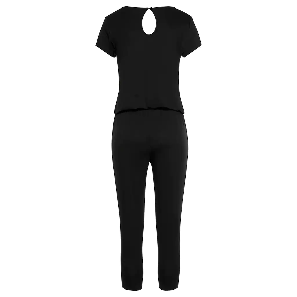 LASCANA 7/8-Overall mit V-Ausschnitt kurzärmliger Jumpsuit Basic Speichern exportieren