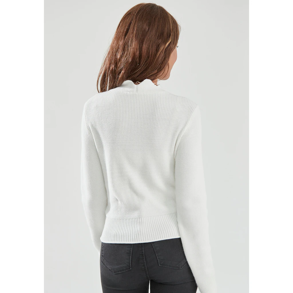LASCANA Strickpullover mit Wellenkante modischer Damenpullover mit besonderem Ausschnitt Black Friday Preise