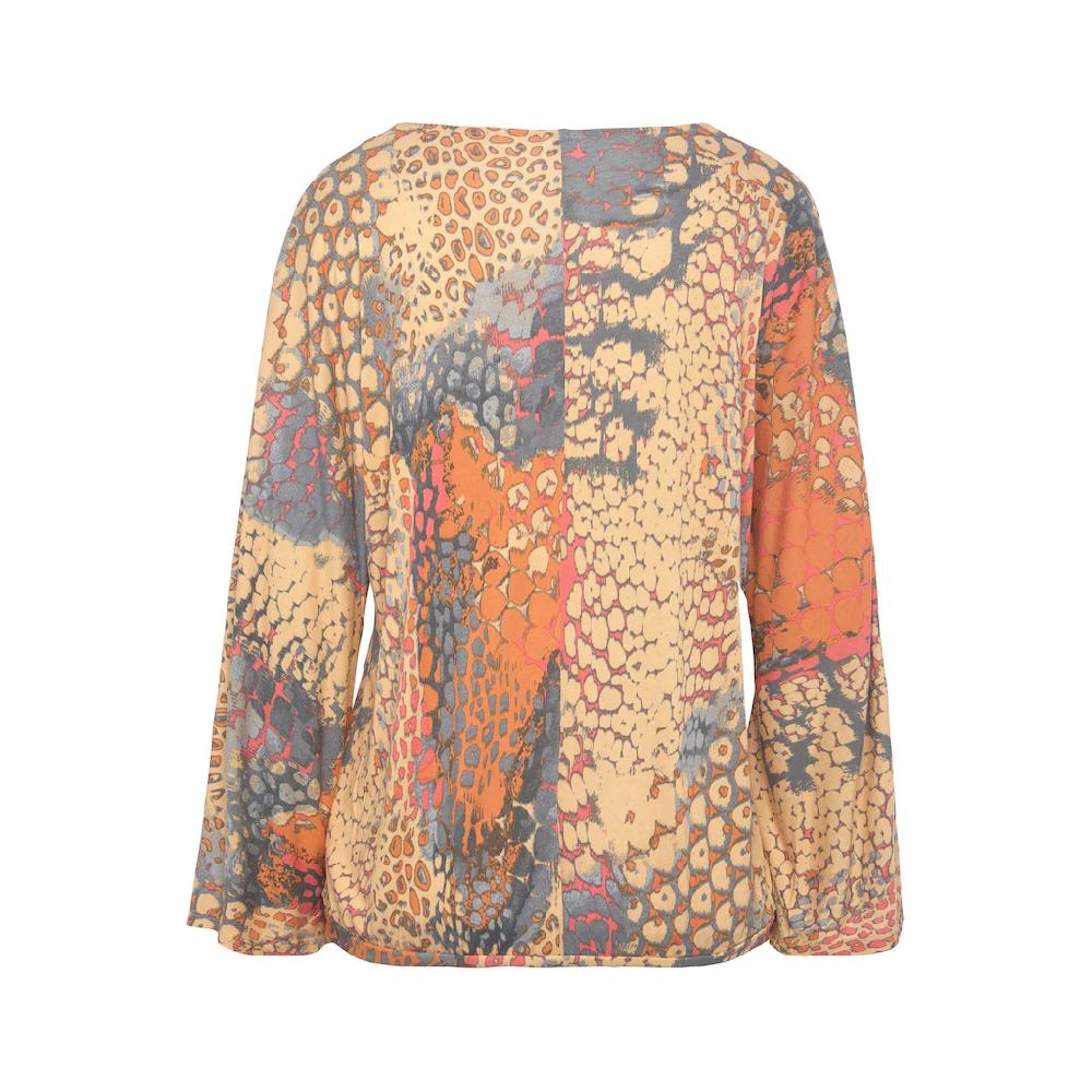Buffalo Fledermausshirt mit Animaldruck lockere Bluse mit V-Ausschnitt Blusenshirt Hotsell