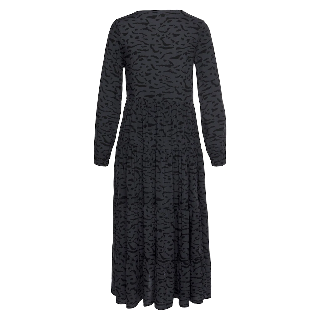 LASCANA Maxikleid mit Alloverprint und Volants langärmlig Druckkleid casual-chic Günstiger Verkauf