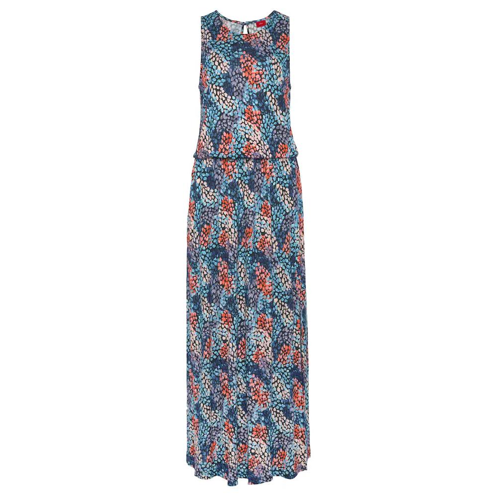 s.Oliver Maxikleid mit Tupfenprint und Schlitz weiches Jerseykleid Sommerkleid Sonderangebot