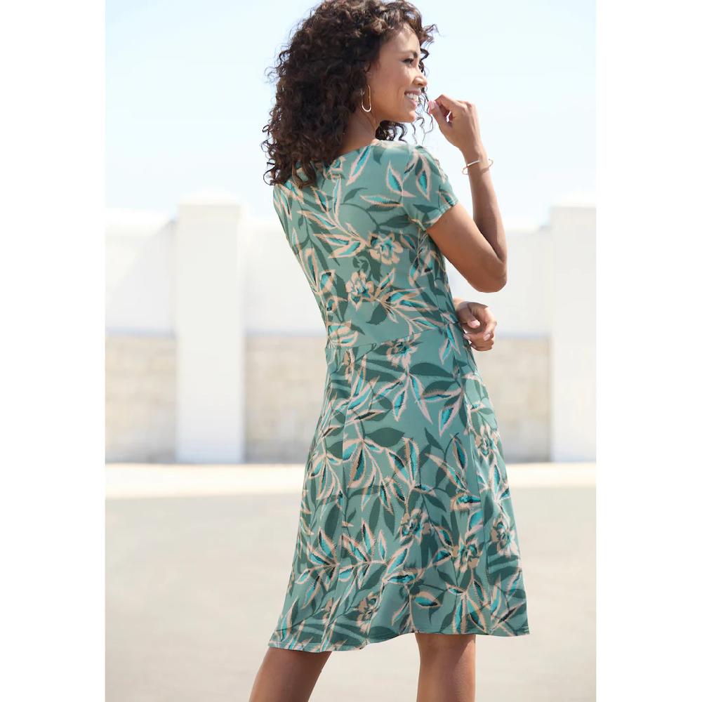 Vivance Sommerkleid mit Alloverdruck und Zierbändern am Ausschnitt kurzes Strandkleid Versandkostenfrei