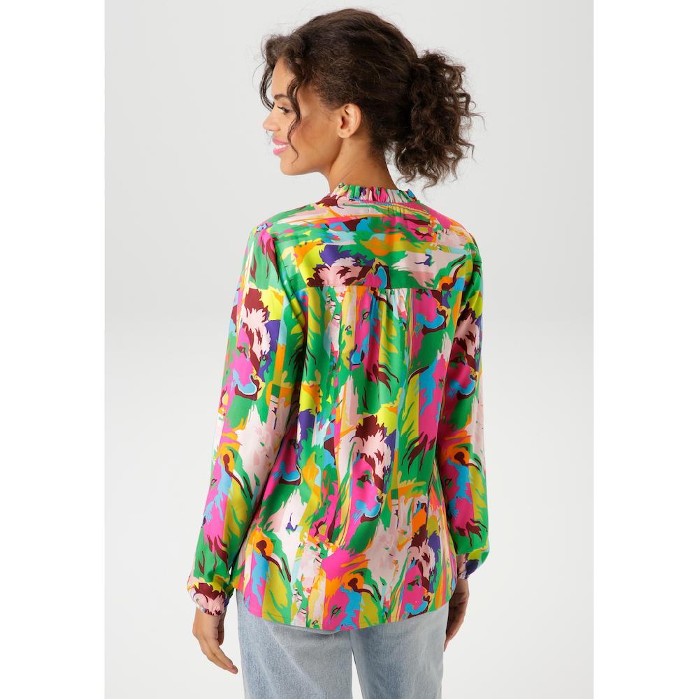 Aniston CASUAL Schlupfbluse mit Löwenköpfen im farbenfrohen Dschungel-Print - NEUE KOLLEKTION Osterangebot