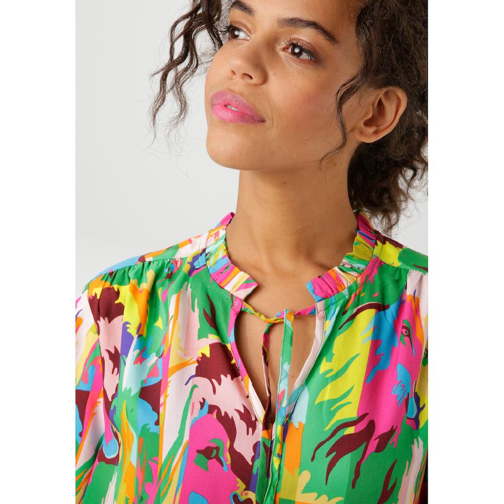 Aniston CASUAL Schlupfbluse mit Löwenköpfen im farbenfrohen Dschungel-Print - NEUE KOLLEKTION Osterangebot