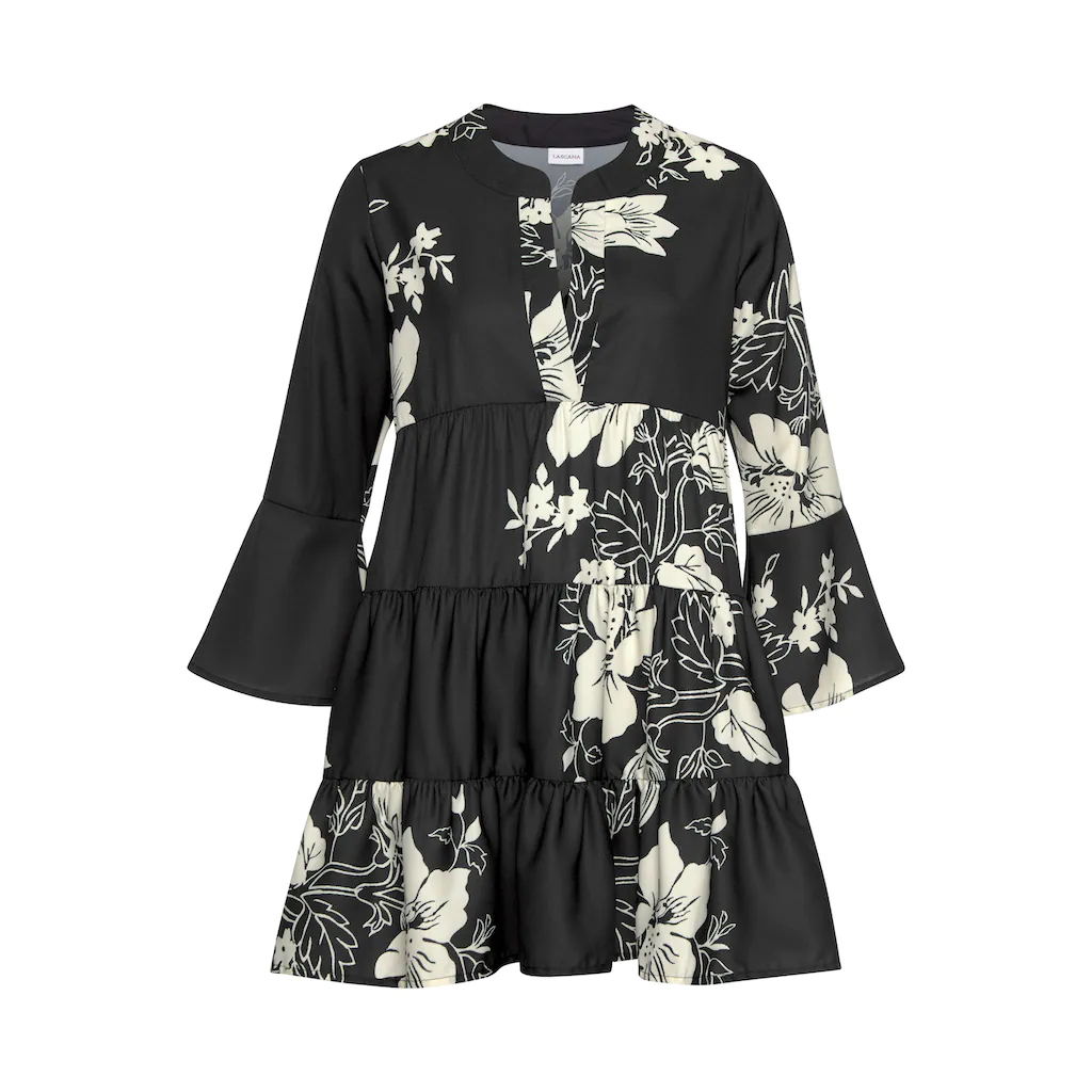 LASCANA Blusenkleid in weiter Form mit Volants und Blumenprint Tunikakleid Strandkleid Neueste Mode