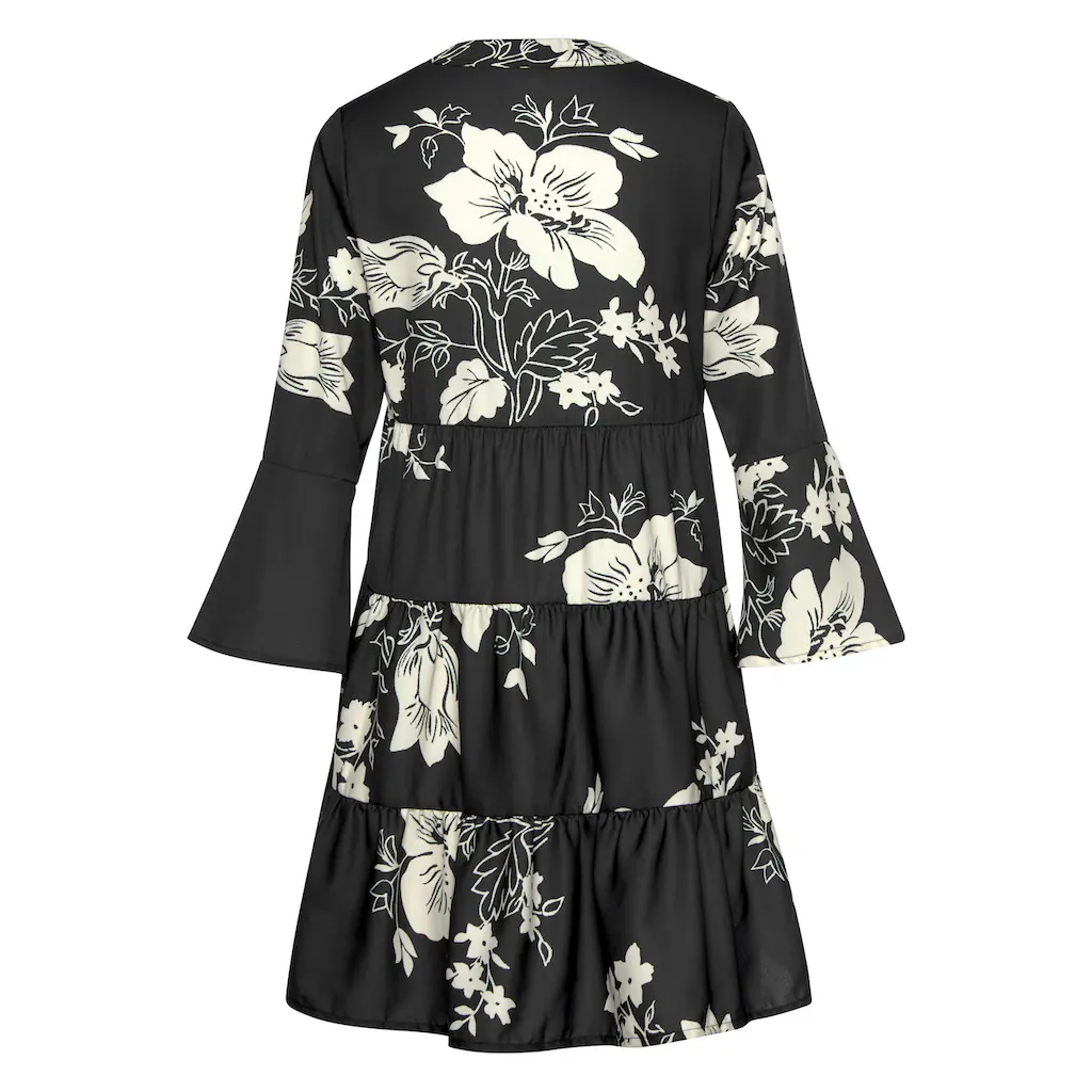 LASCANA Blusenkleid in weiter Form mit Volants und Blumenprint Tunikakleid Strandkleid Neueste Mode