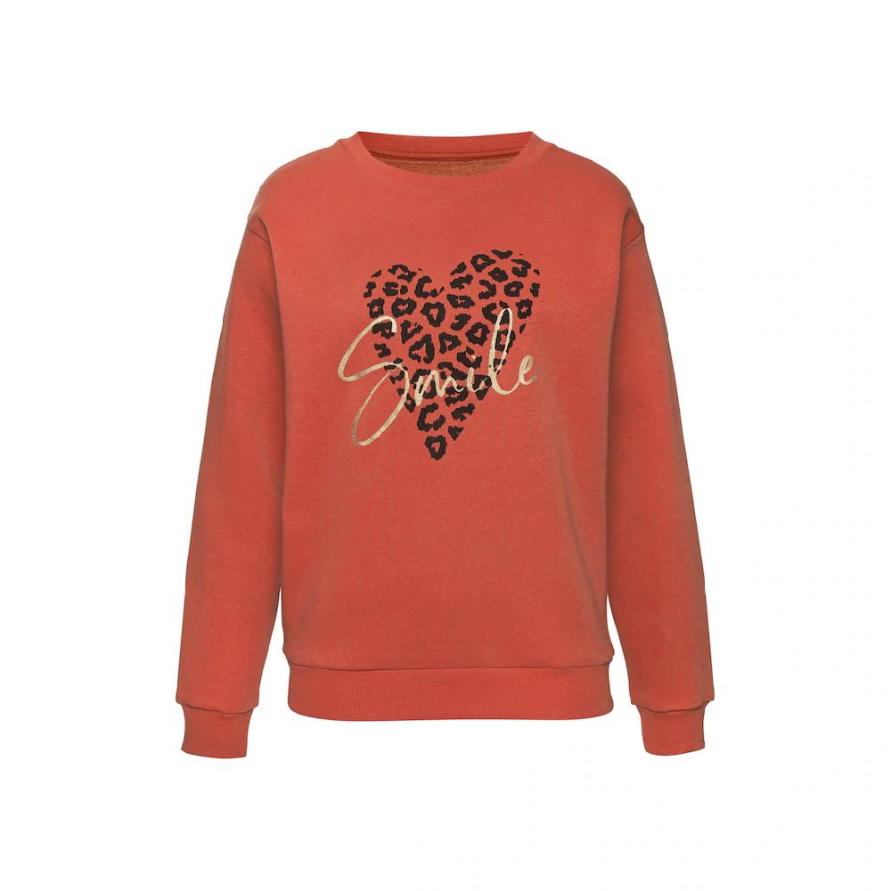 LASCANA Sweatshirt Loungehirt mit Herz-Leo-Druck Loungewear Räumungsverkauf